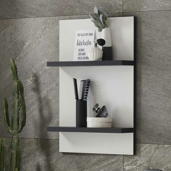 Badezimmer Regal in Weiß und Schwarz 2 Böden