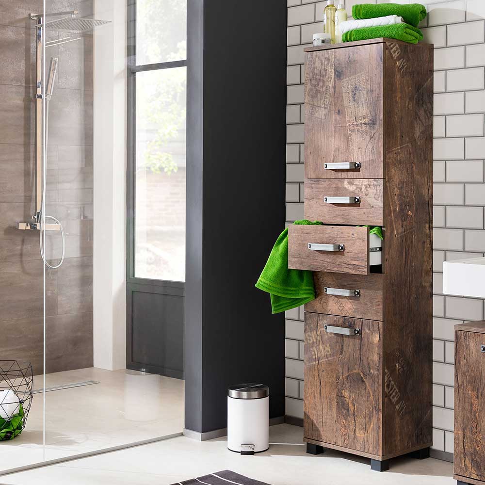 Badezimmer Seitenschrank in Holzpaletten Optik modern