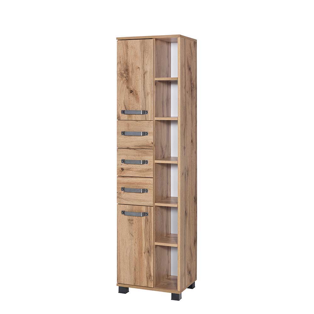 Badezimmerhochschrank in Wildeichefarben Made in Germany