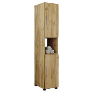 Badezimmerhochschrank Holzoptik in modernem Design Drehtüren