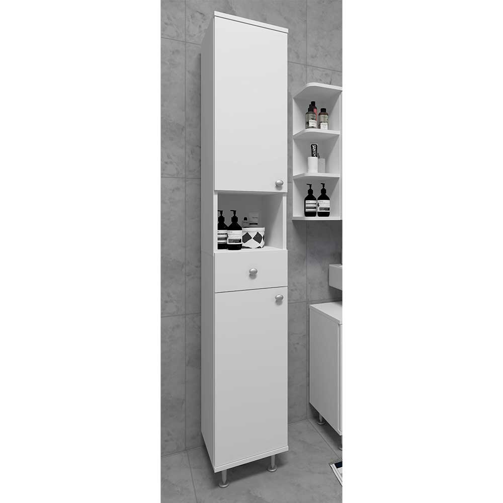 Weißer Badezimmer Hochschrank 30 cm breit einer Schublade