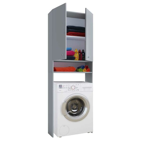 Schrank für Waschmaschine in Grau 184 cm hoch - 70 cm breit