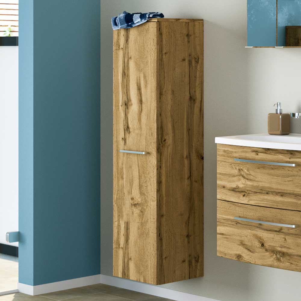 Bad Seitenschrank in Wildeichefarben 130 cm hoch