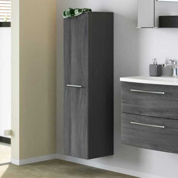 Design Hochschrank für Bad Eiche Grau Optik