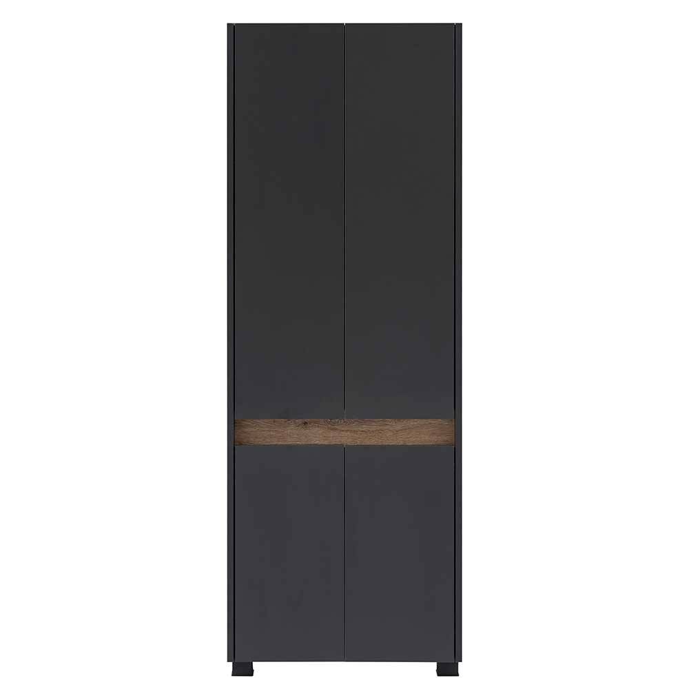 Badezimmer Hochschrank in Anthrazit und Wildeiche Optik 165 cm hoch