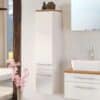 Hängender Badschrank in Weiß und Wildeiche Dekor 30 cm breit