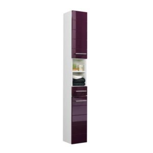 Hochschrank für Bad Aubergine Hochglanz