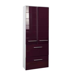 Badezimmerschrank in Aubergine Hochglanz modern